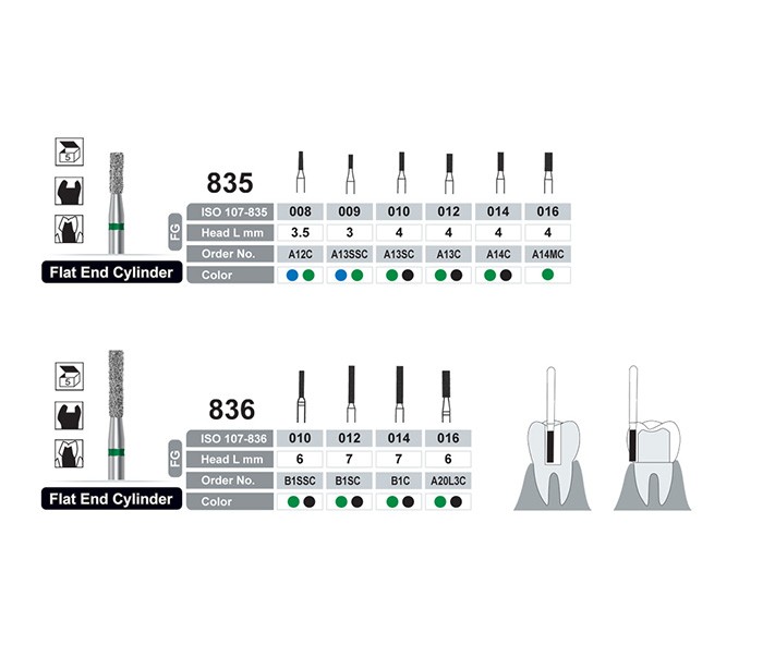 Dentalree - Diamond Burs - Flat End Cylinders - FG