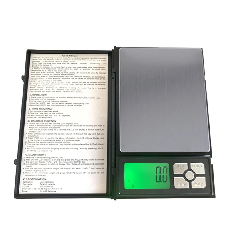 ترازو آزمایشگاهی مدل نوت بوکی از برند UNI WEIGH – با ضرفیت 500 و 2000 گرم – دقت 0.1 و 0.01