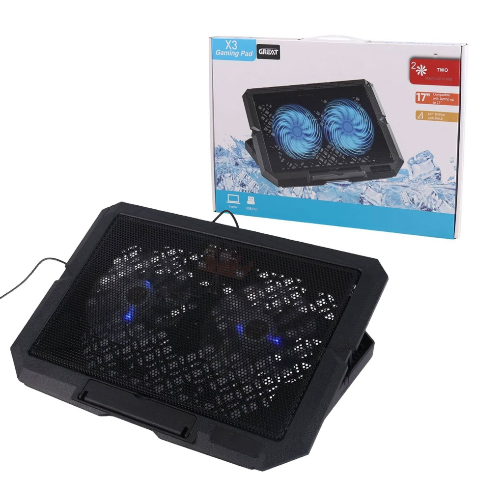 کول پد تنظیم ارتفاع دار 2 فن LED دار silent X3