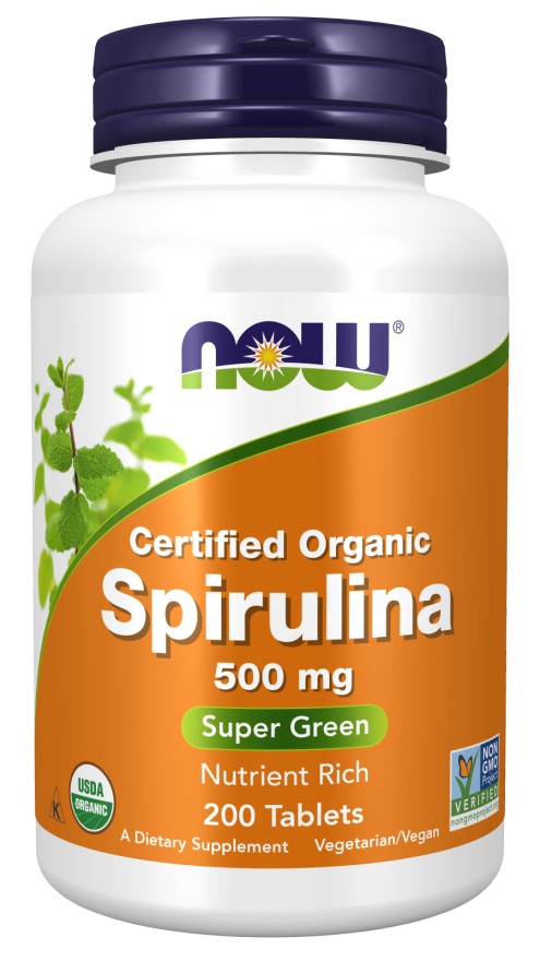 NOW Foods Spirulina, Organic 500 mg 200 Tablets