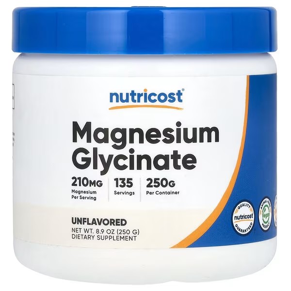 Nutricost Magnesium Glycinate Unflavored 250 g (8,9 oz.)