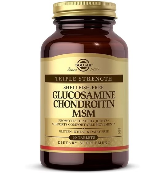 مکمل گلوکزامین و کندروتین برند سولگار 60 عدد Solgar Glucosamine Chondroitin Msm 60 exp 2028 Tablet