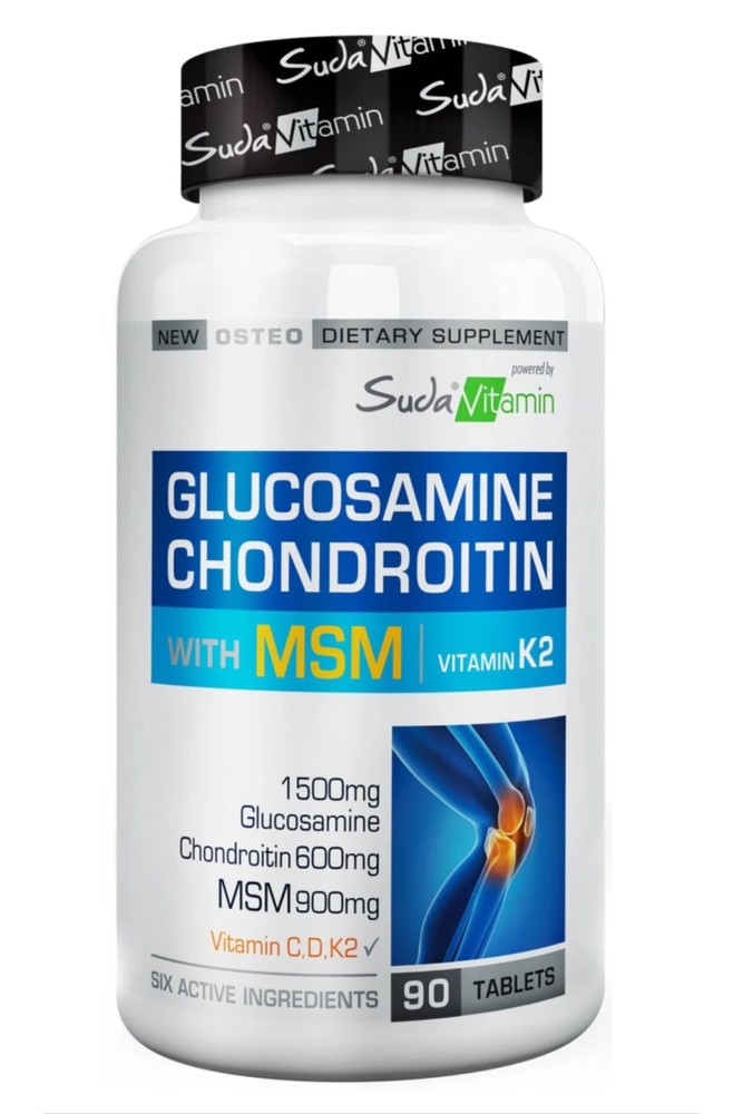 گلوکزامین کندرویتین به همراه MSM ویتامین K2 سودا ویتامین 90عددی Suda Vitamin Glucosamine Chondroitin with MSM Vitamin K2 90 Tablet