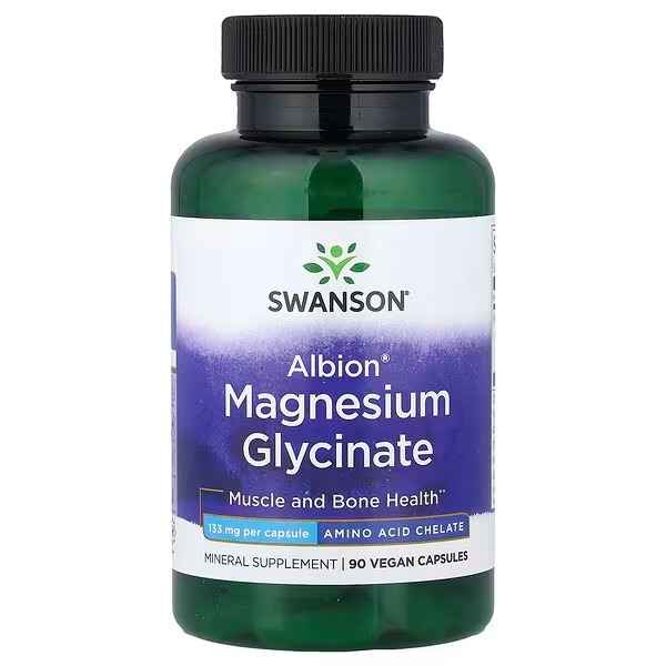منیزیم گلیسینات Albion® (Swanson Vitamins, Albion®)، ۹۰ کپسول گیاهی