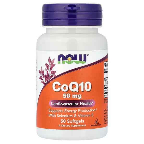 کوآنزیم Q10 به همراه سلنیوم و ویتامین E (NOW Foods CoQ10 With Selenium & Vitamin)، ۵۰ کپسول نرم
