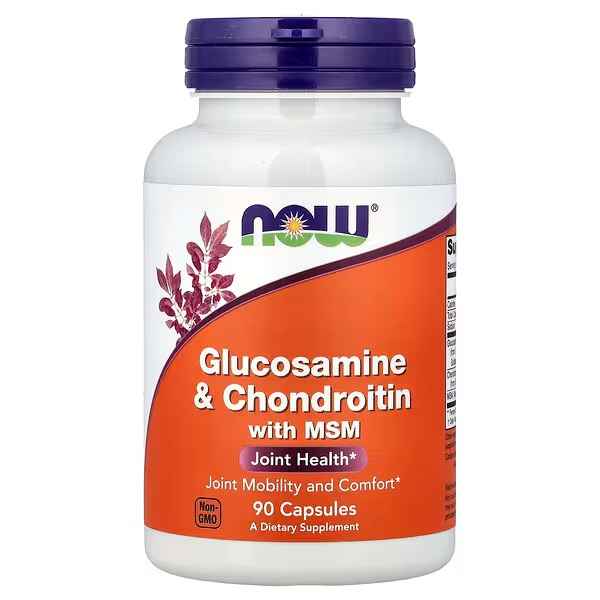 گلوکوزامین و کندرویتین به همراه ناو MSM (NOW Foods Glucosamine & Chondroitin with MSM)، ۹۰ کپسول
