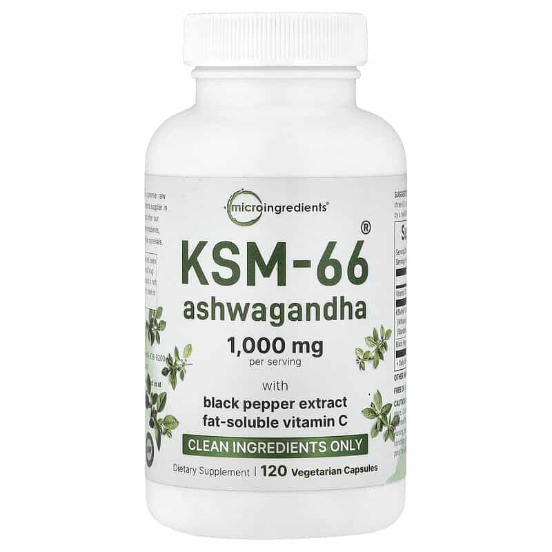 آشواگاندا مایکرو اینگریدینتس 1000 میلی‌گرم (Micro Ingredients KSM-66 Ashwagandha)