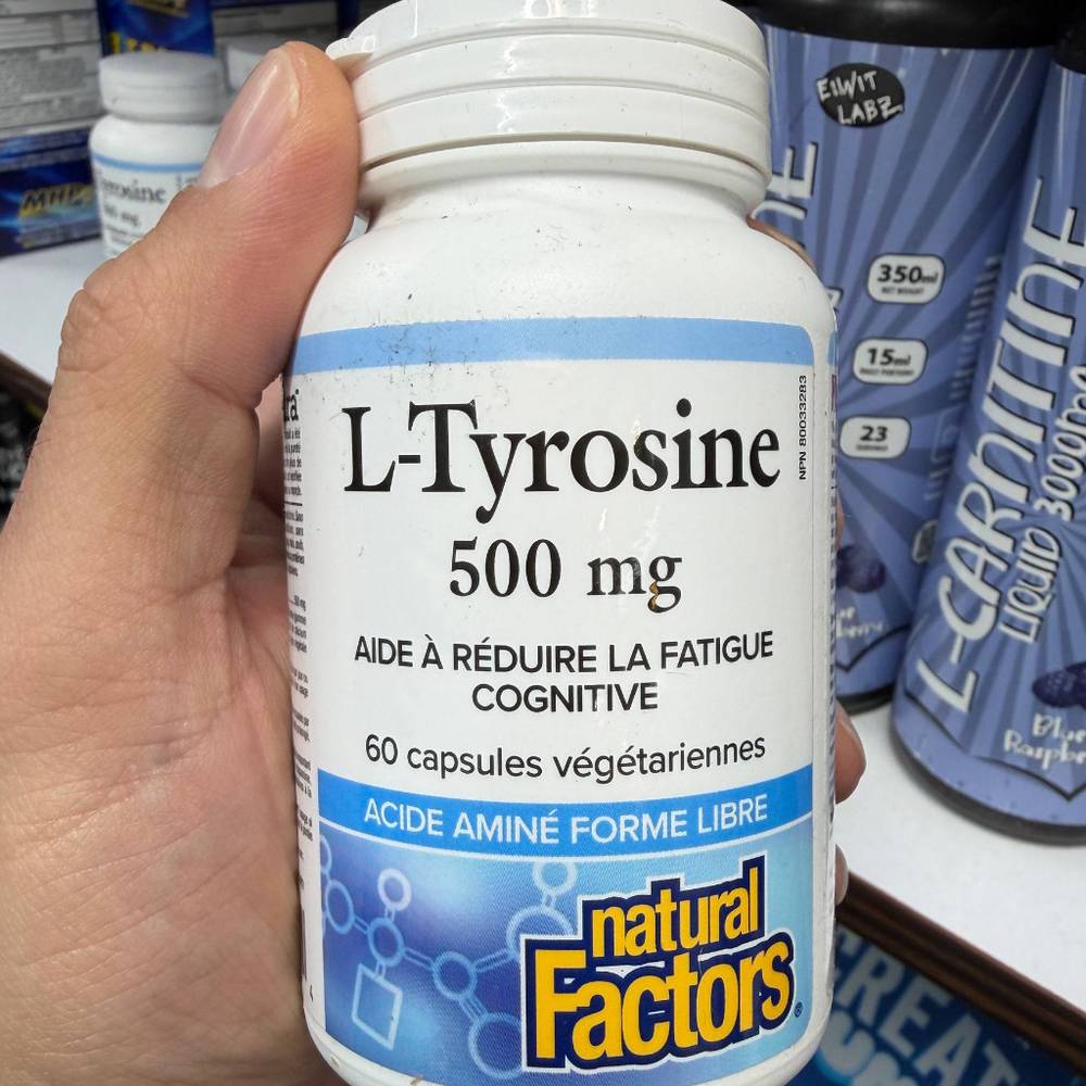 کپسول ال تیروزین 500 میلی‌گرم نچرال فاکتورز 60 عددی | Natural Factors L-Tyrosine 500mg 60 Capsules