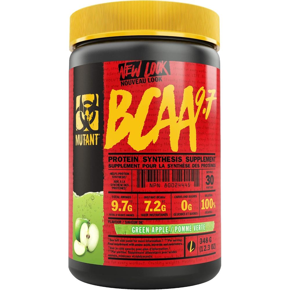 پودر آمینواسید و BCAA موتانت MUTANT BCAA 9.7 – حاوی آمینواسیدهای میکرونایز و الکترولیت، طعم Green Apple، ۳۴۸ گرم
