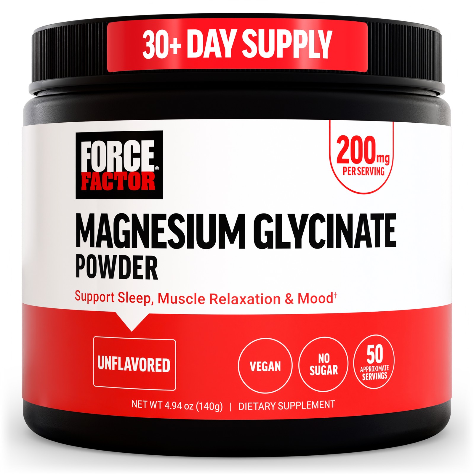 Force Factor Magnesium Glycinate Powder Unflavored 4.94 oz (140 g)