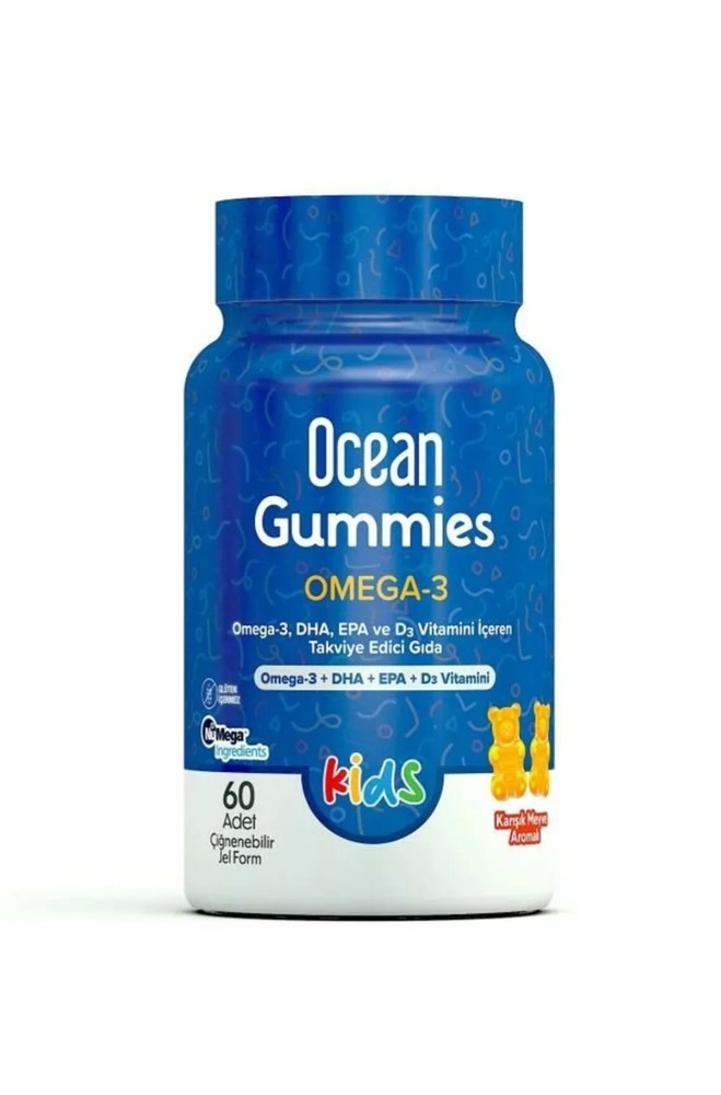 OCEAN GUMMIES OMEGA 3 KIDS 60 CIG JEL FORM پاستیل امگا۳ بچه ۶۰عددی