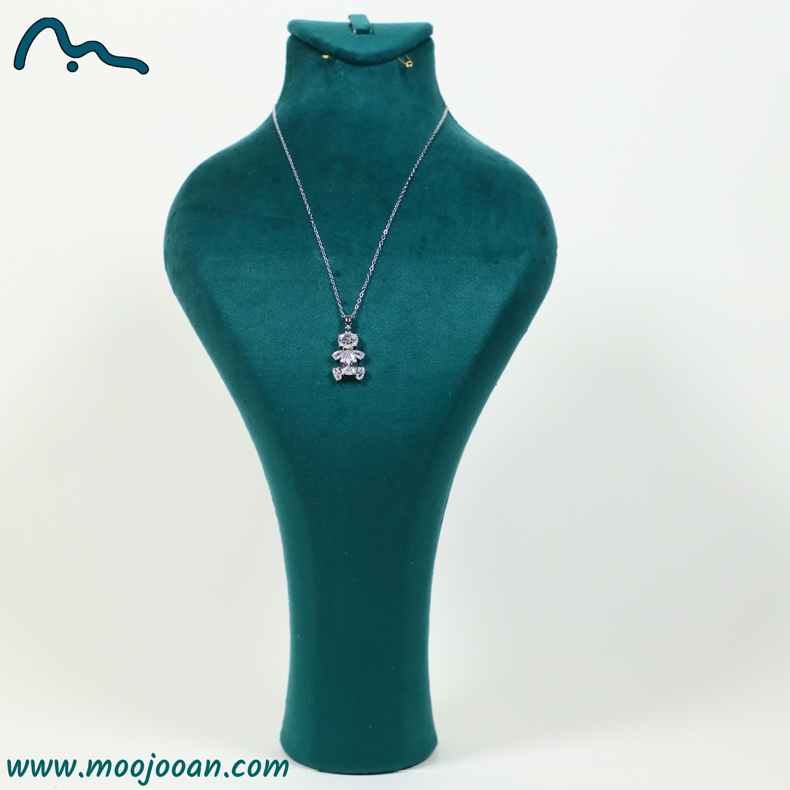 گردنبند خرس تدی نگین دار استنلس