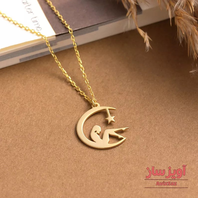 گردنبند دختر ماه و ستاره کد 100633