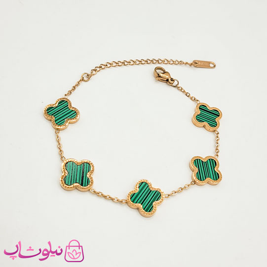 دستبند دخترانه مدل ونکلیف سبز رزگلد کد 144