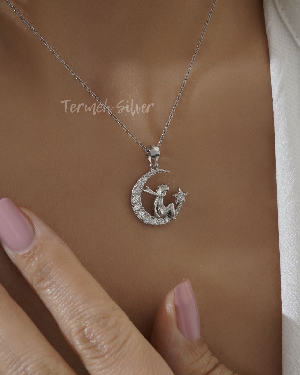 گردنبند نقره شازده کوچولو با زنجیر MT 1272