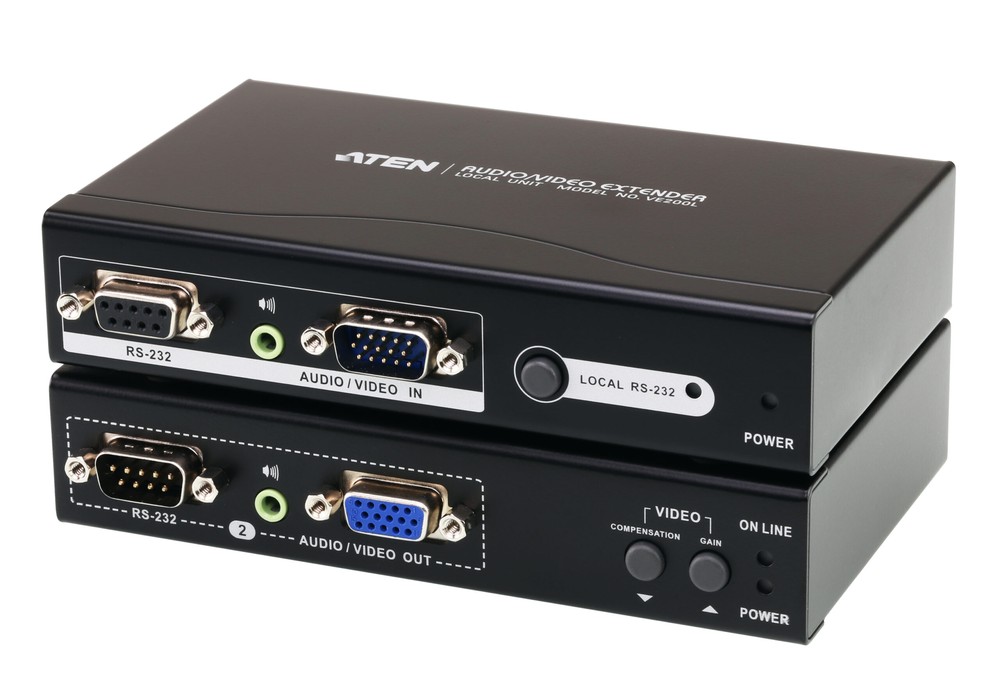 VGA/Audio/RS-232 Cat 5 Extender with Dual Output (1280 x 1024@200m)