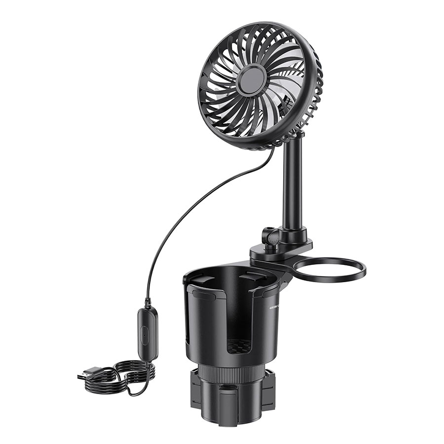 جالیوانی و پنکه خودرو گرین لاین Green Lion Drive Fan Duo 2 In 1 Cup Holder