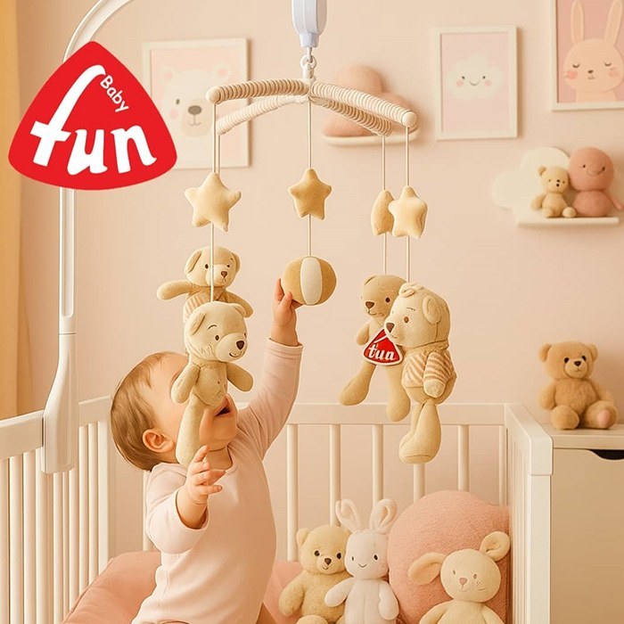 آویز تخت نوزاد موزیکال کوکی طرح خرس بیبی فان Baby Fun