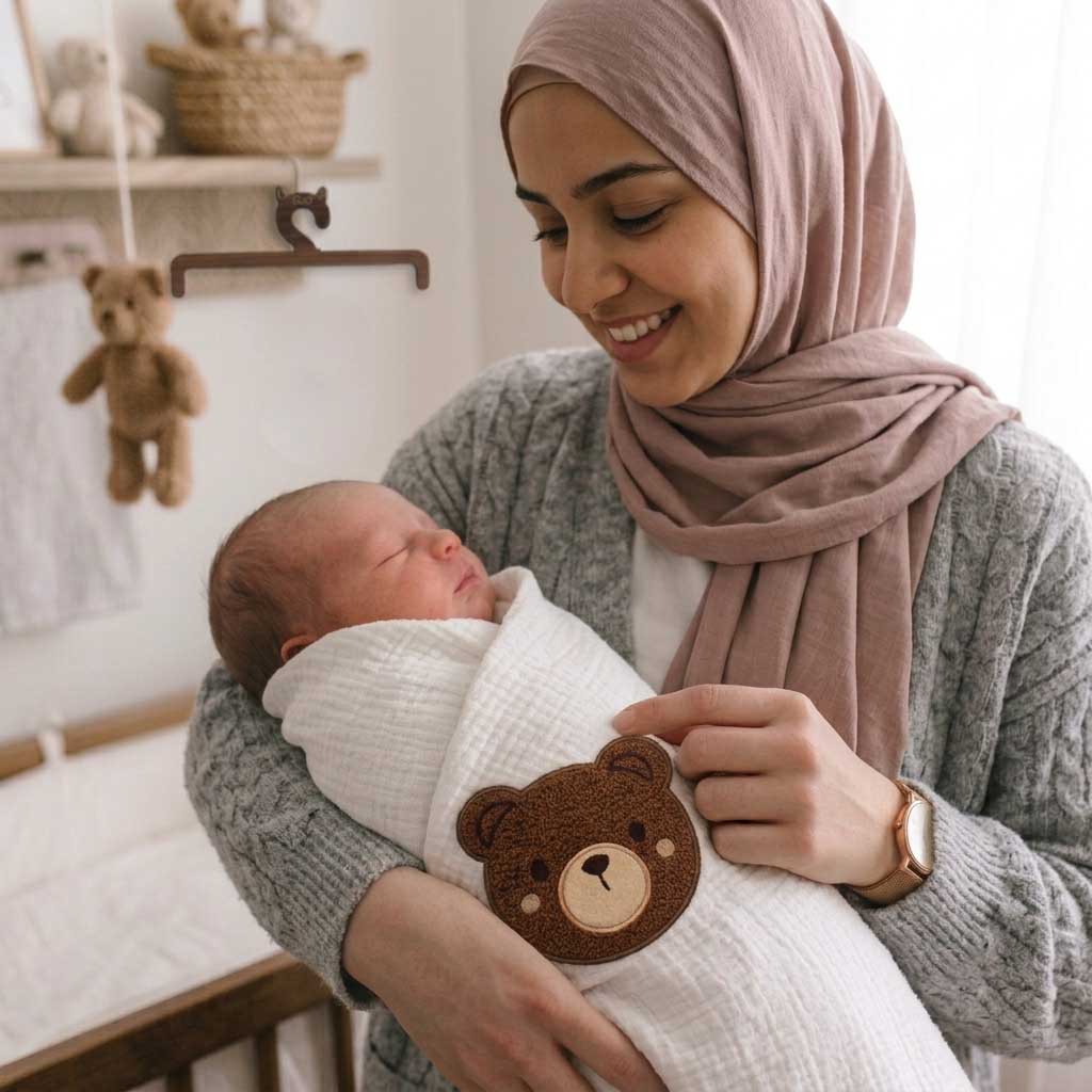 پتو دورپیچ خزدار نوزادی کوکوجم مدل تدی موسلین