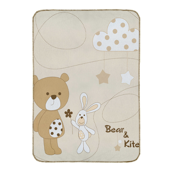 پتو دورپیچ نخی رز برن طرح bear&kite