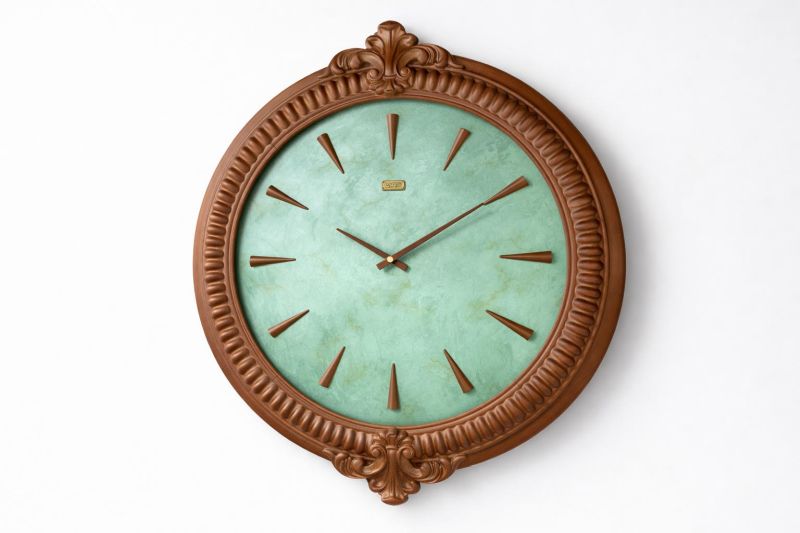 ساعت دیواری چوبیWD-1535-BR/TURQUOISE-BN