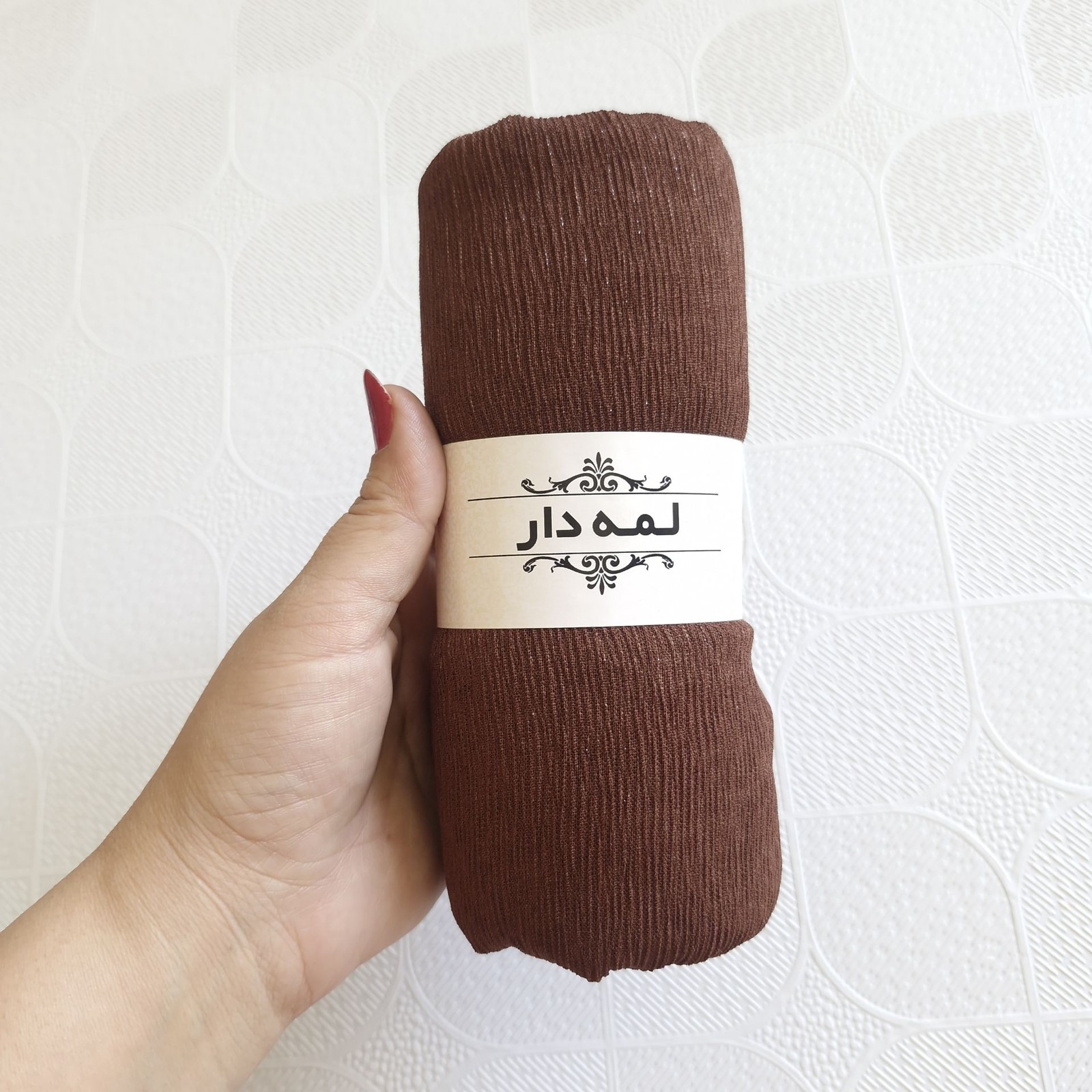 شال قهوه ای / شال قهوه ای روشن / شال نخی قهوه ای