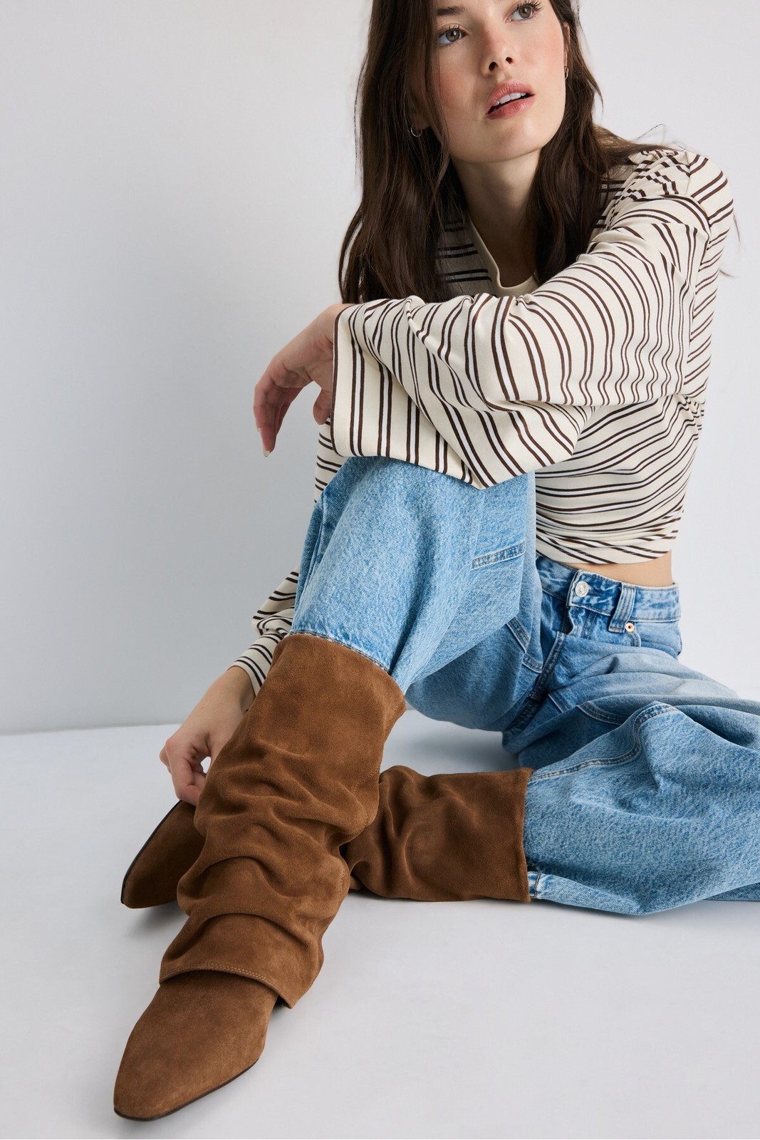 بوت Stradivarius استرادیواریوس تخت چرمی برش ساقدار اورجینال