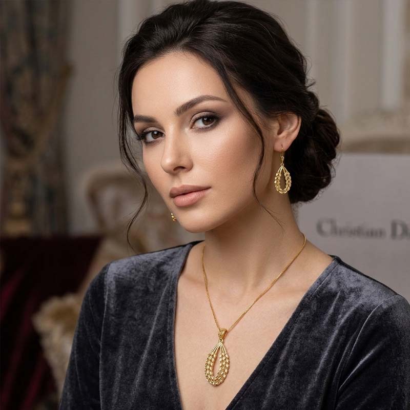نیم‌ست طرح طلا برند H.M درخشش و ظرافتِ طلا جدید و زیبا