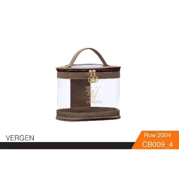 کیف آرایش طلق مینی چمدان قهوه ای با کد CB009-4 برند vergen