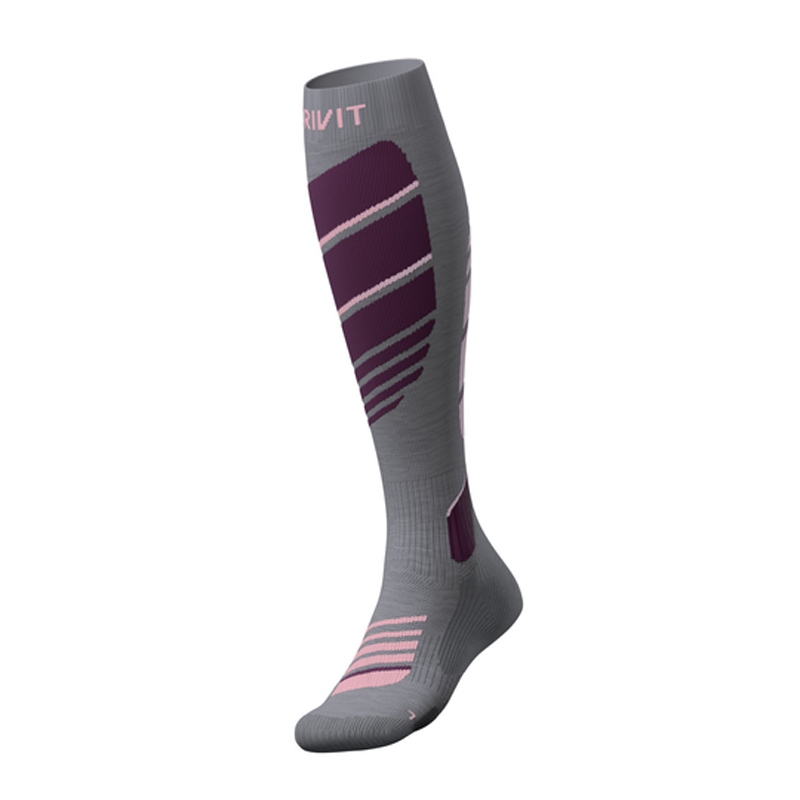 جوراب اسکی بچگانه کریویت CRIVIT Ski Socks طوسی بادمجونی