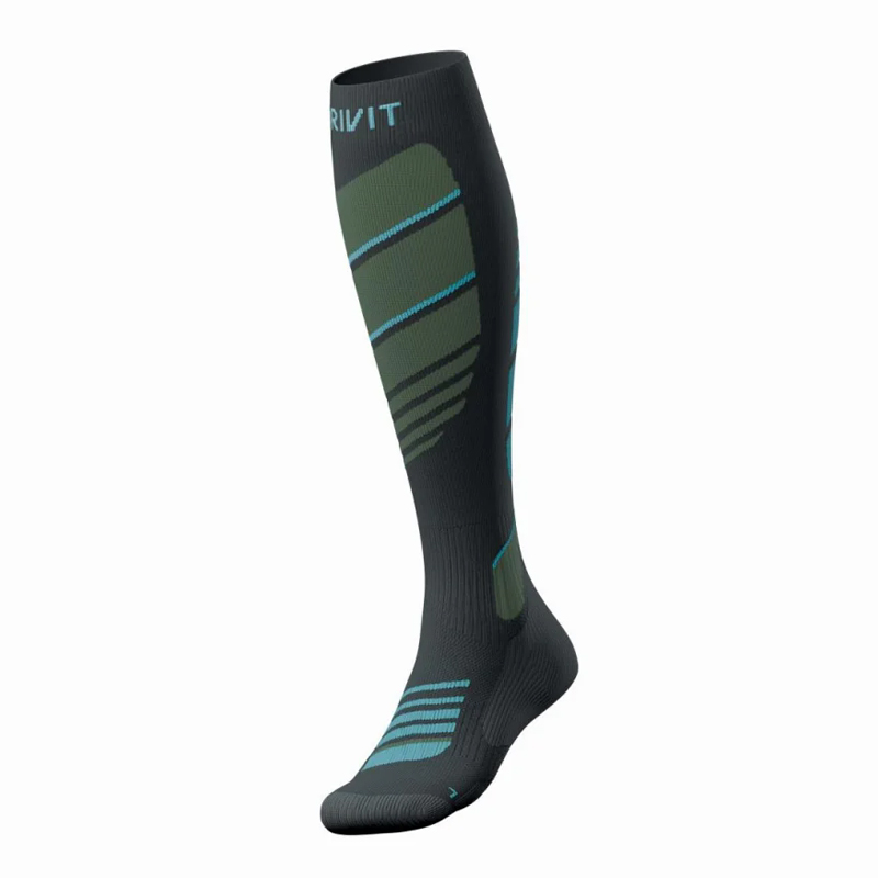 جوراب اسکی بچگانه کریویت CRIVIT Sports Winter Socks خاکستری سبز سیج