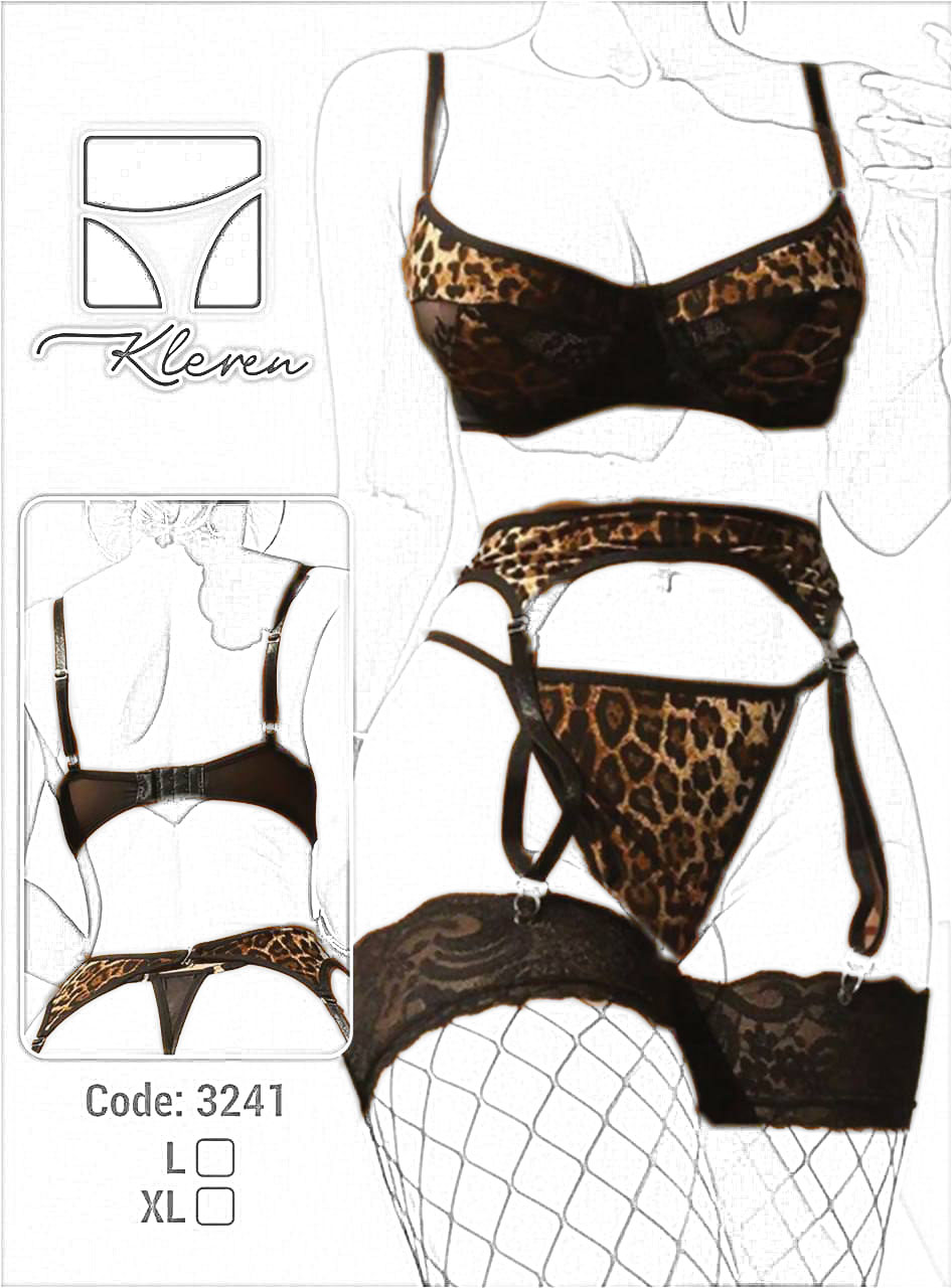ست 4 تیکه فنردار پلنگی kleren 3241