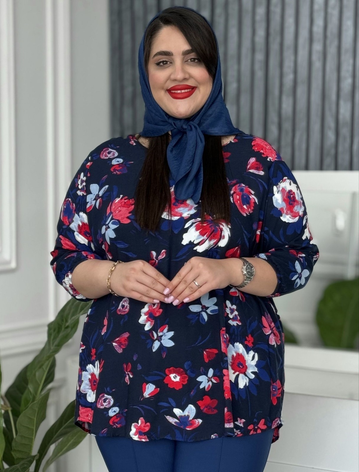 شومیز آبرنگی گلدار کد 3027