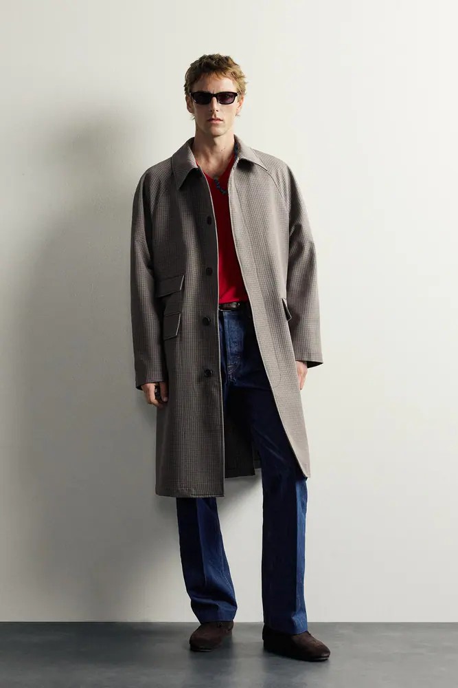 پالتو و ترنچ مردانه زارا اورجینال مدل AARON LEVINE X ZARA CHECK TRENCH COAT کد