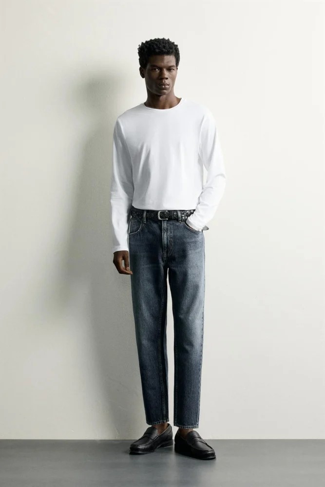 شلوار جین مردانه زارا اورجینال مدل SLIM CROPPED FIT JEANS کد 04060302