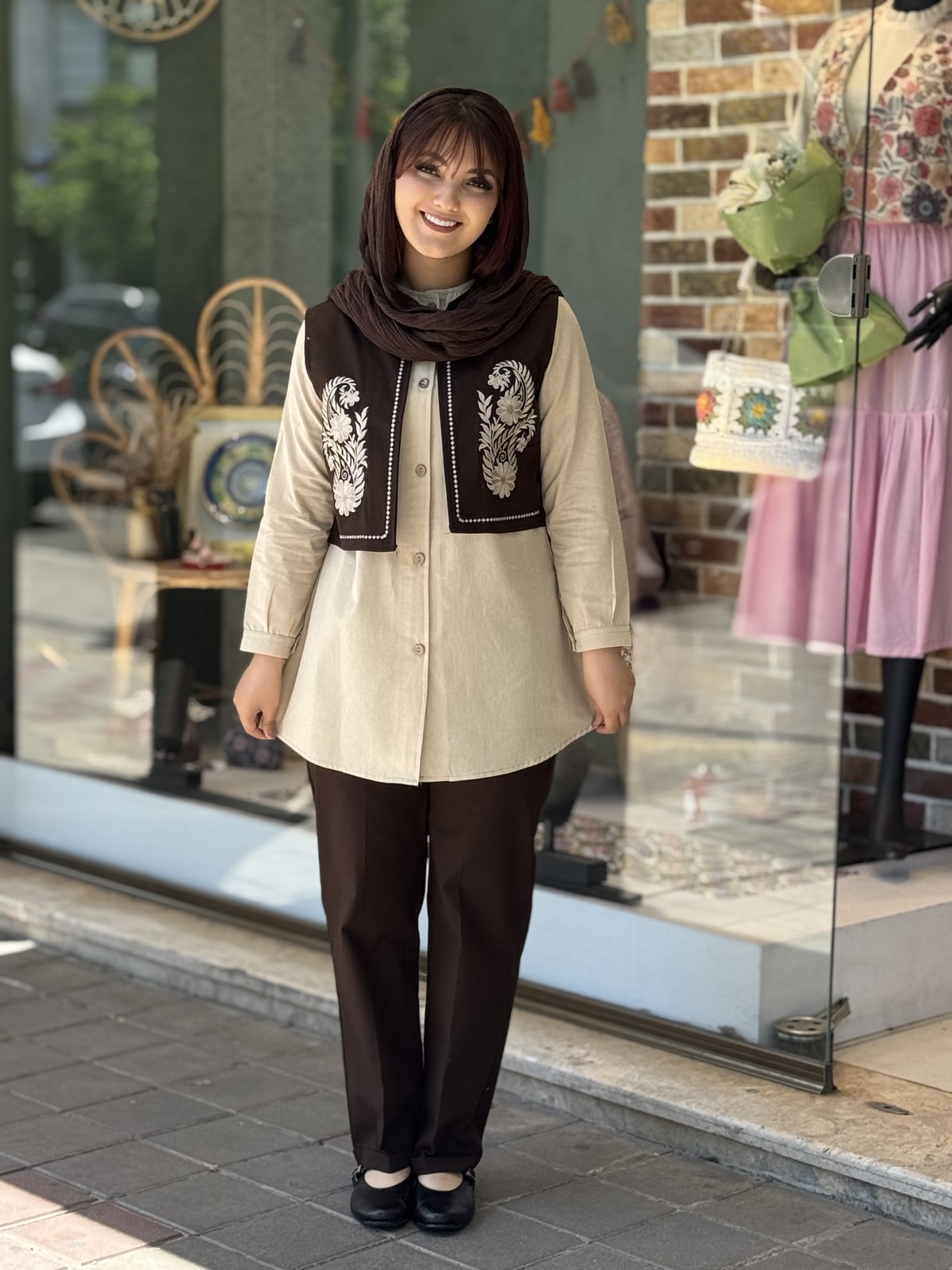 ست سه تیکه پناه قهوه ای کرم