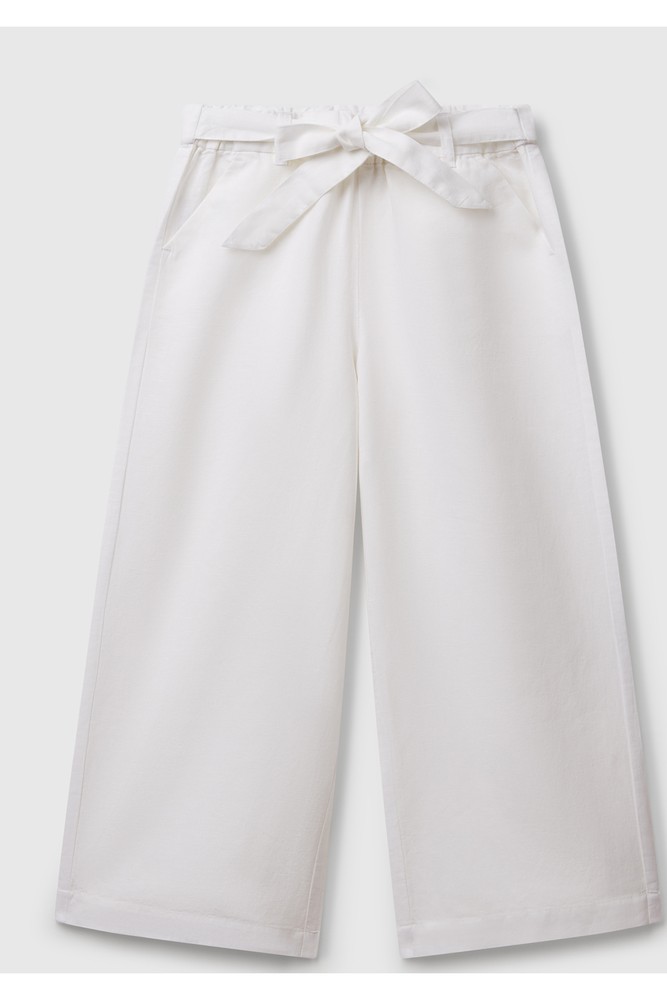 شلوار دخترانه یونایتد کالرز آو بنتون Wide Leg/ساق پهن سفید | 225P43WBCF01W United Colors of Benetton MM