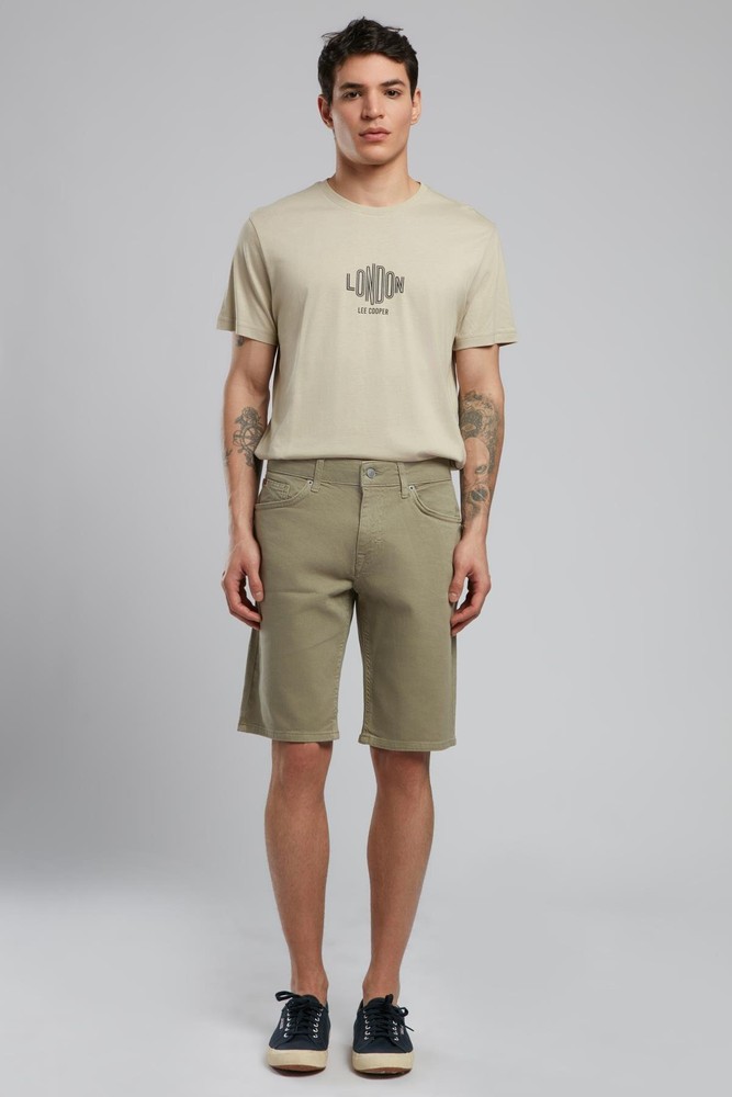 شلوارک برمودا مردانه لی کوپر Relaxed/ریلکس خاکی | 252 LCM 221016 Lee Cooper TR