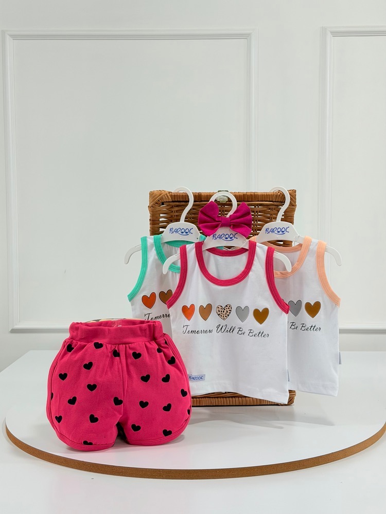 کد ۳۳۱۸ تاپ شلوارک طرح قلب