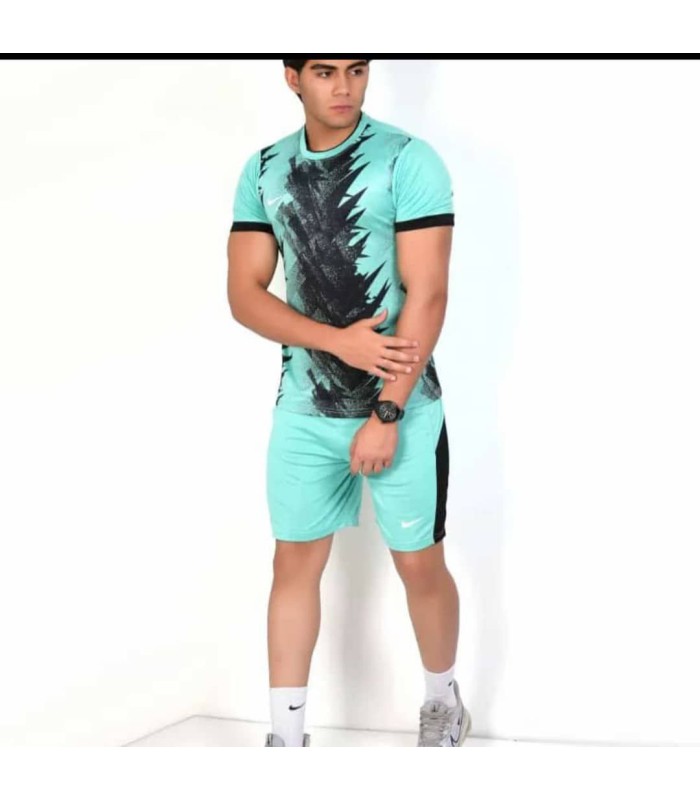 تیشرت و شورت باشگاهی نایک مردانه فیروزه ای Nike Men's club t-shirt and shorts