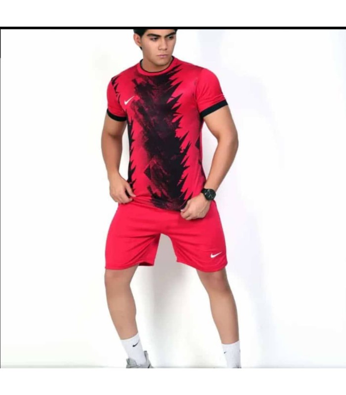 تیشرت و شورت باشگاهی نایک مردانه قرمز مشکی Nike Men's club t-shirt and shorts
