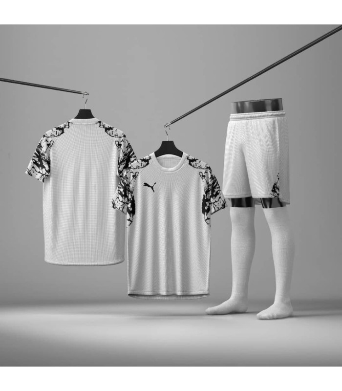 ست تیشرت،شورت و جوراب باشگاهی پوما سفید مشکی Puma Men's club t-shirt and shorts