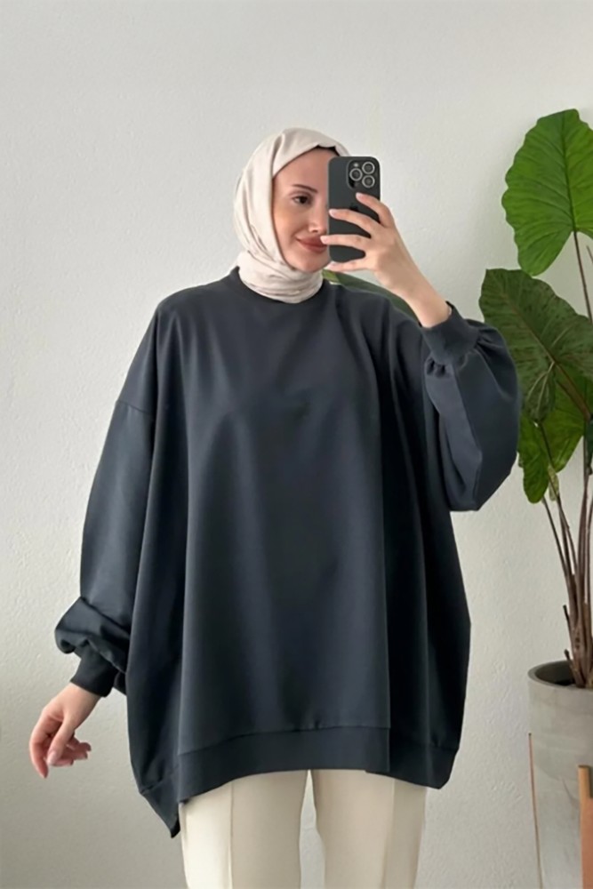سویشرت 3044 زنانه دودی Suede Style