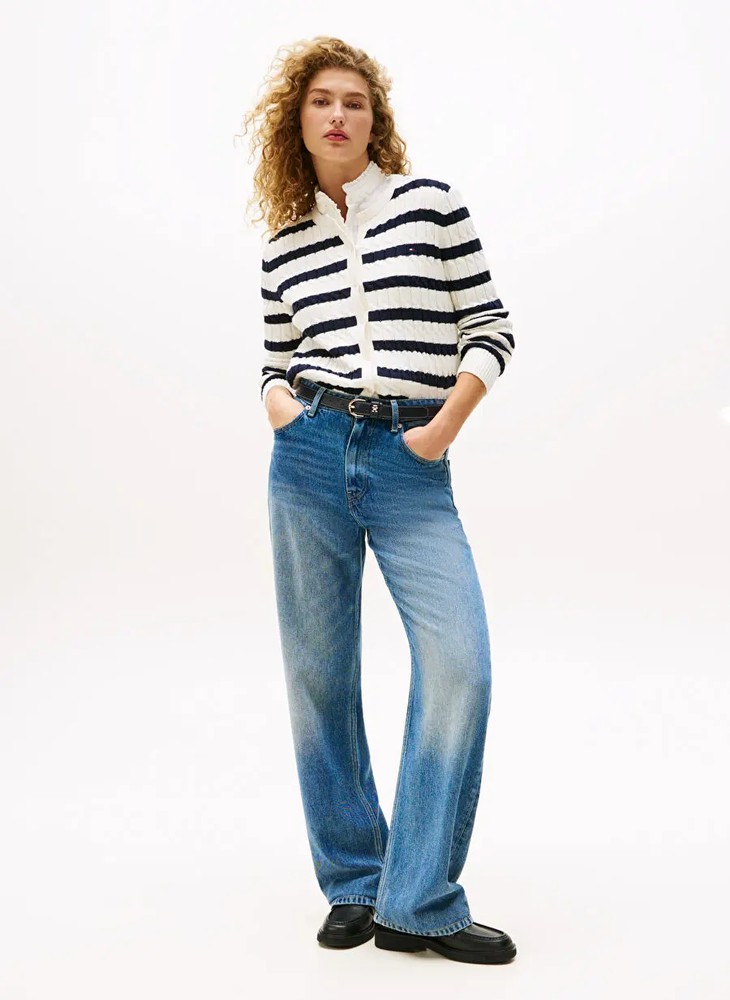 هودی راه راه سفید زنانه مدل WW0WW465140FG Tommy Hilfiger