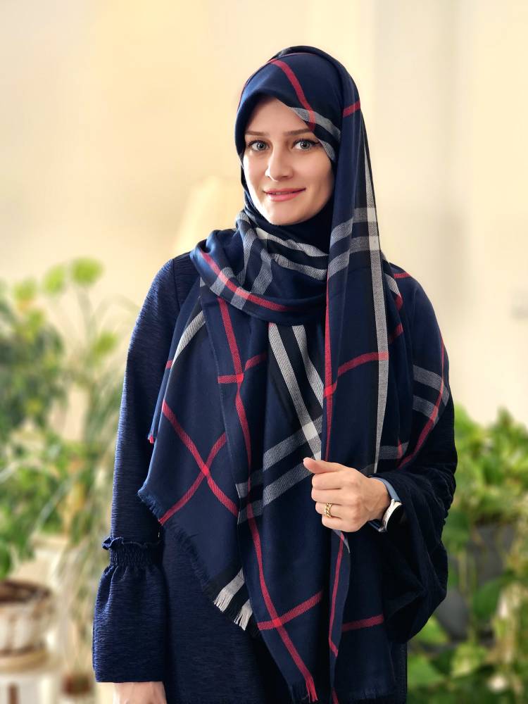 شال نخی باربری سرمه ای