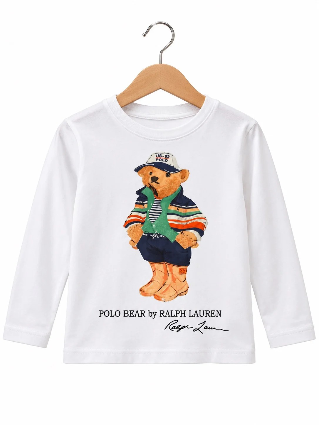 بلوز آستین بلند سفید بچگانه polo bear