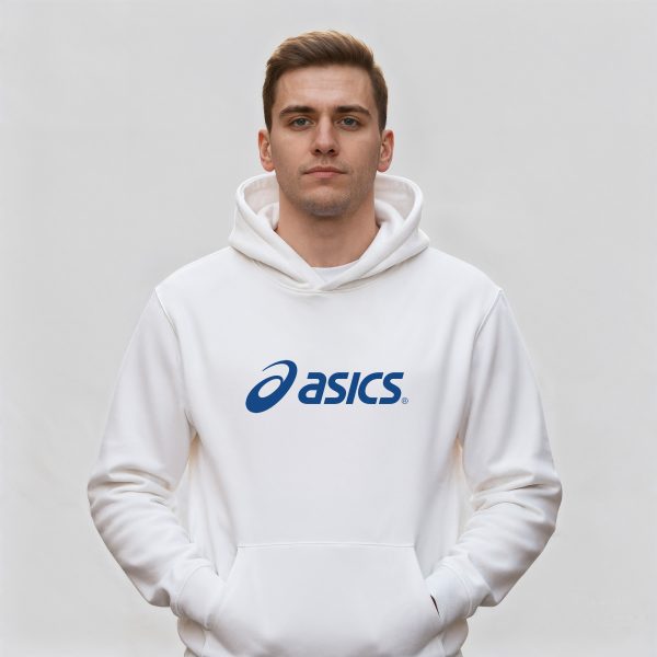 هودی سفید طرح برند آسیکس Asics