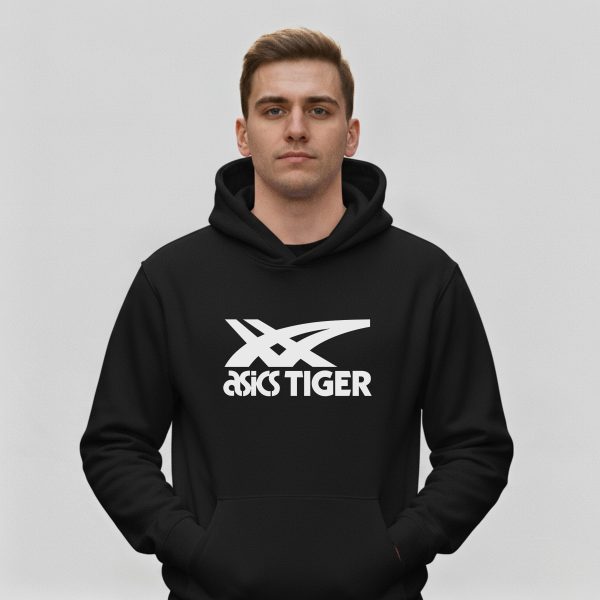 هودی مشکی طرح برند اسیکس Asics Tiger