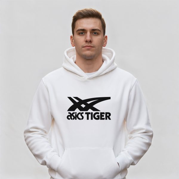 هودی سفید طرح برند اسیکس Asics Tiger