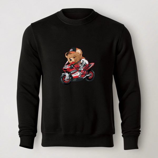 سویشرت دورس مشکی طرح خرس تدی موتورسوار – Biker Teddy Bear | کد AR190